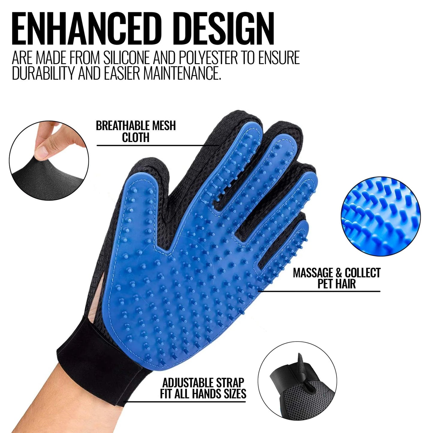 Pet Dog Deshedding Hair Massage Gloves