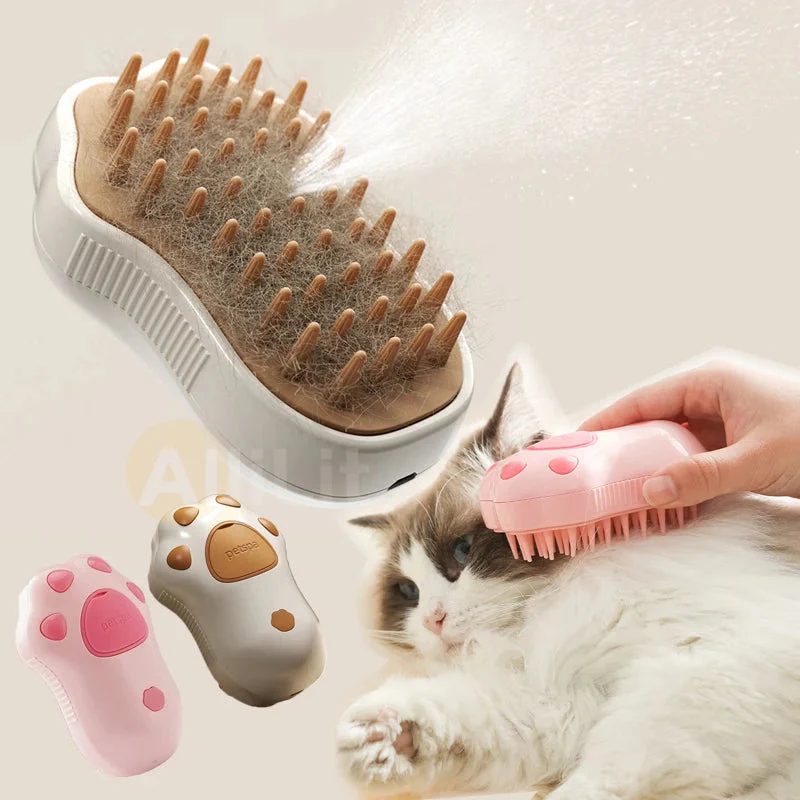3-In-1 Pet Electric Cat Steam Brush with Water Spray - The Nice Guy Shop